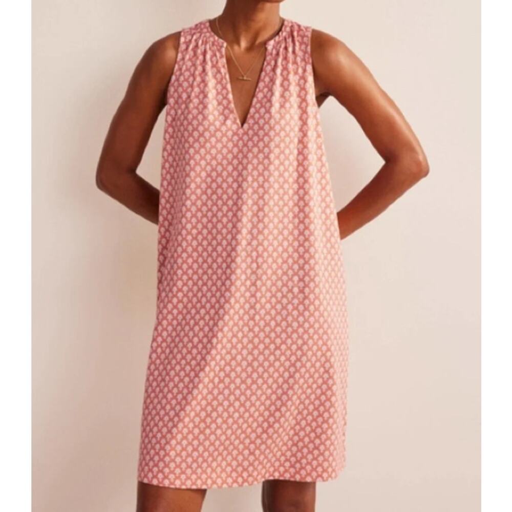 Boden Sleeveless Shift Dress Coral Summer V Neck Loose Fitting Size 6 Beach